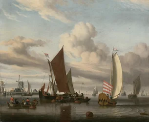 Schepen in een Kalmte op Zee bij een Steiger